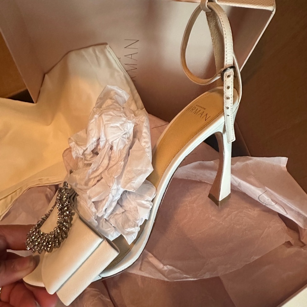 Alexandre Birman Maddie Leather Ankle Strap White Wedding Heels 36 IT/ 5.5 6 - Picture 11 of 15